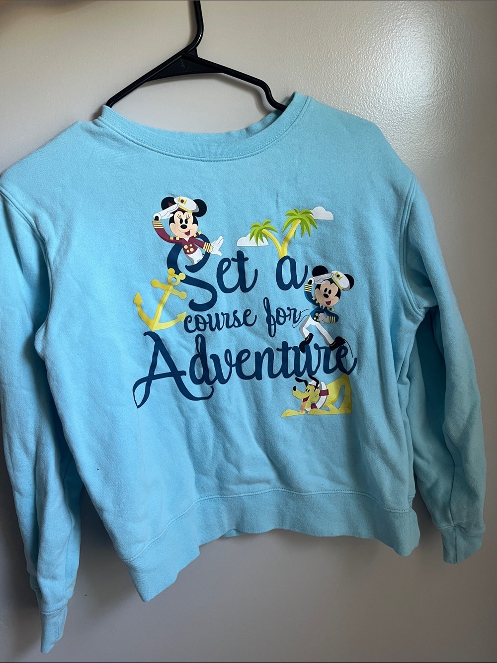 Mickey Mouse Light Blue Crewneck Sweatshirt - Set a Course for Adventure
